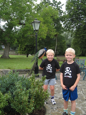 Tim, Cole and the peacock (07-21-2011 09:53)