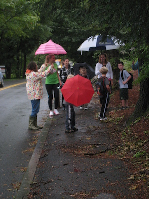 First day of school, walking to Lane (09-06-2011 08:25)