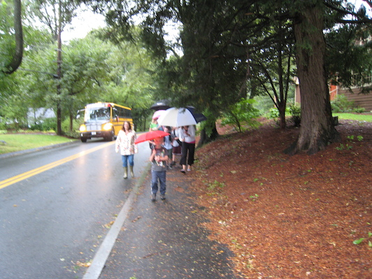 First day of school, walking to Lane (09-06-2011 08:25)