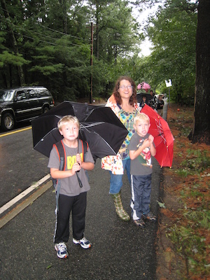 First day of school, walking to Lane (09-06-2011 08:31)