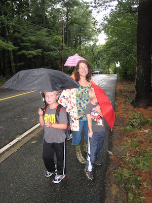First day of school, walking to Lane (09-06-2011 08:31)