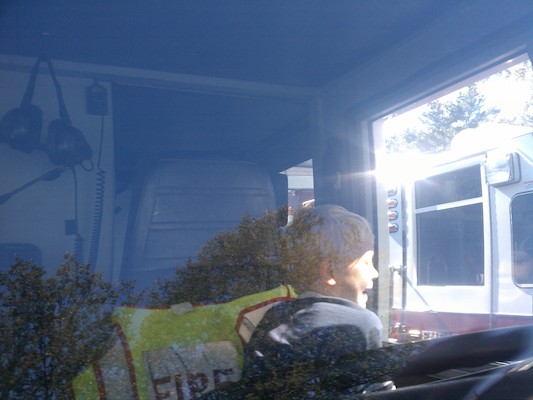 Cole driving a fire truck (10-08-2011 13:36)