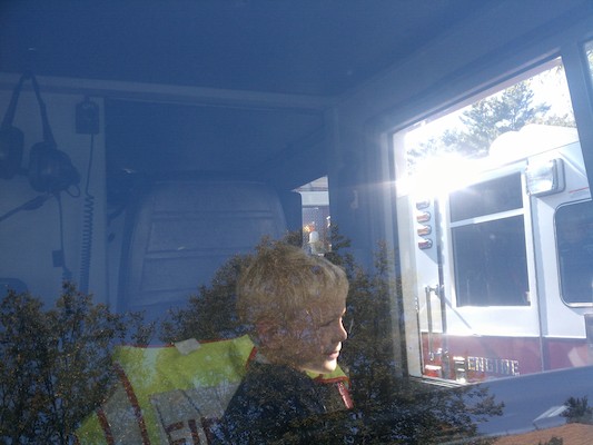 Cole driving a fire truck (10-08-2011 13:36)