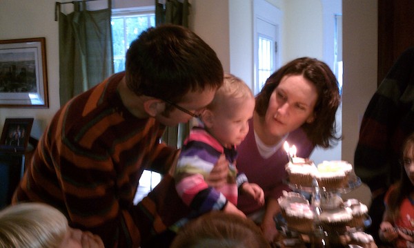 Aron, Barb and Linda blowing out cake (10-16-2010 16:38)