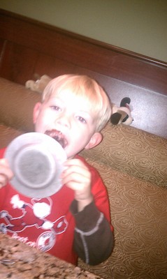 Cole covered in chocolate fondue (11-23-2010 18:59)