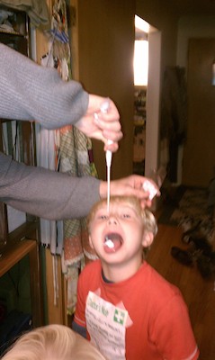 Tim ingesting frosting (12-13-2010 18:43)