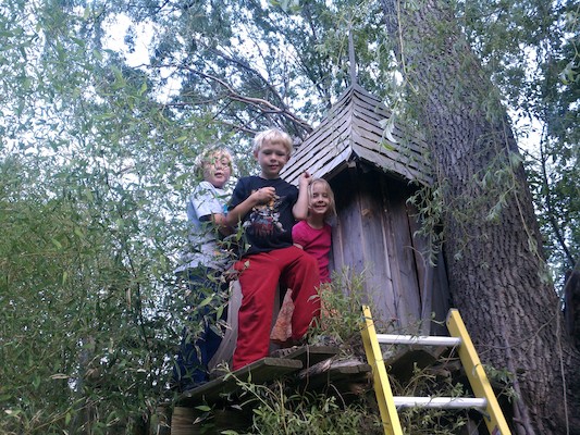 Tim, Cole and Sophie in Wendell's treehouse (06-05-2011 18:37)