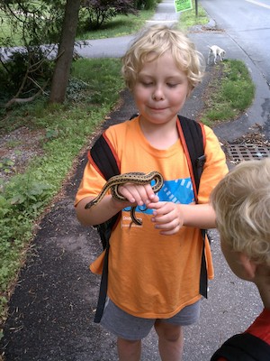 Tim with a snake, Cole and Emily (06-17-2011 15:39)