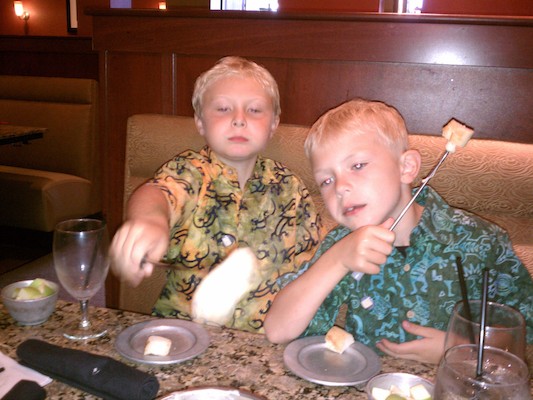 Tim and Cole out for fondue (08-08-2011 17:28)