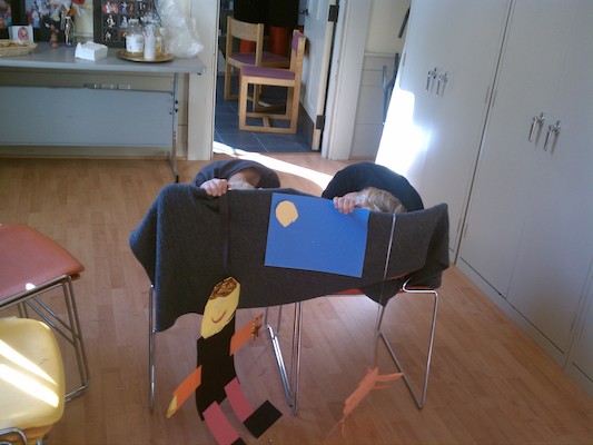 Cole and Tim with crafts (09-16-2011 16:49)