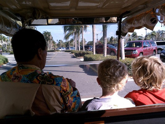 Cole and Tim being driven to the room at the Polynesian (02-24-2012 15:35)