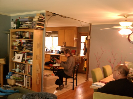 Ben where the wall used to be, with Poppy (06-05-2012 16:57)