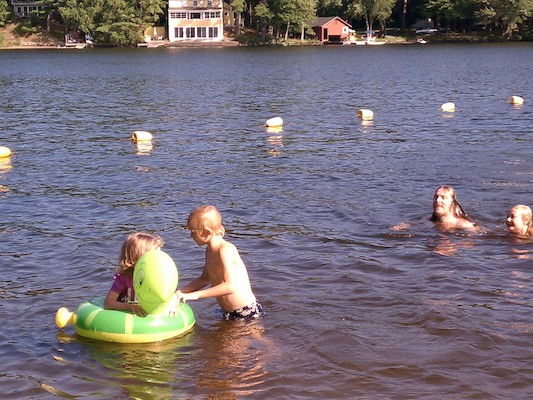 Cole and Linda swimming with Ben and Tim (07-22-2012 16:51)