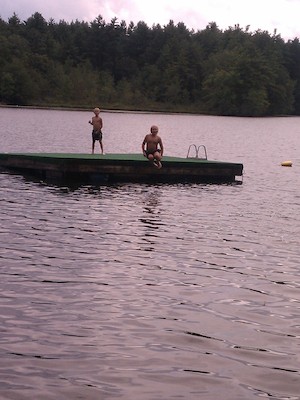 Cole and Tim jumping off the dock (08-12-2012 13:41)