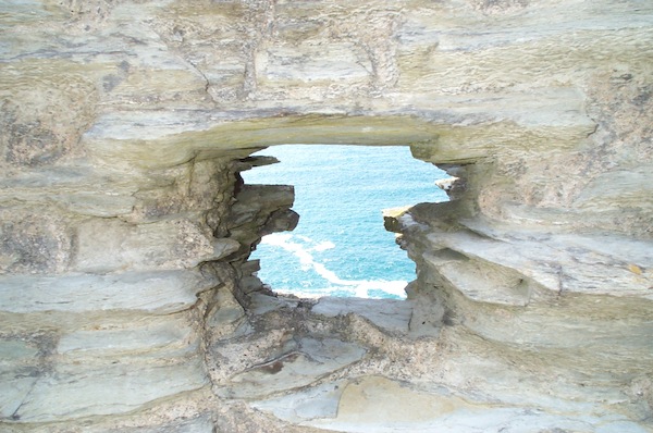 Tintagel view of sea through wall 1