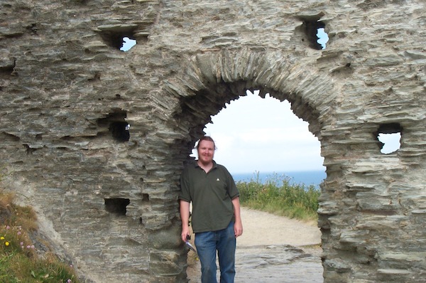 Ben in Tintagel wall (closer)