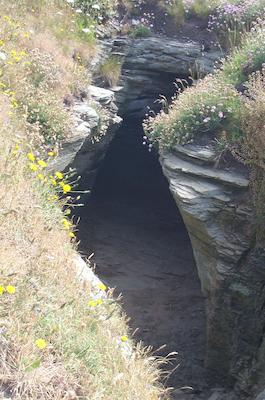 Tintagel view up underground passage