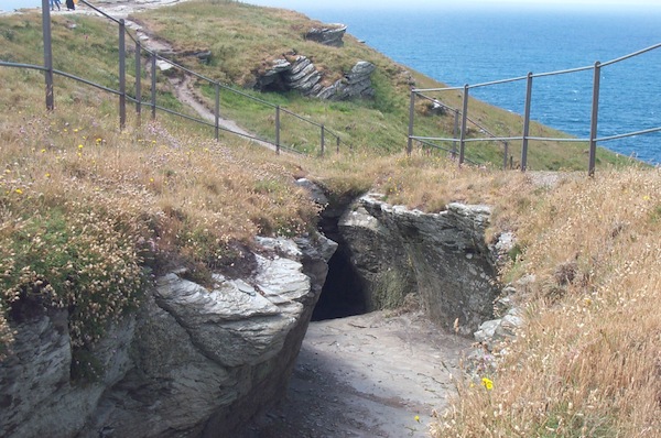 Tintagel view down underground passage