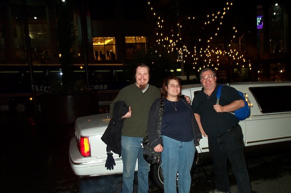 Ben, Xine + Dale outside limo