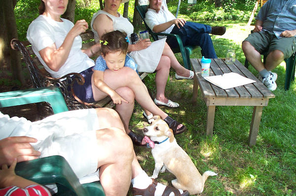 Laura pointing at Emily