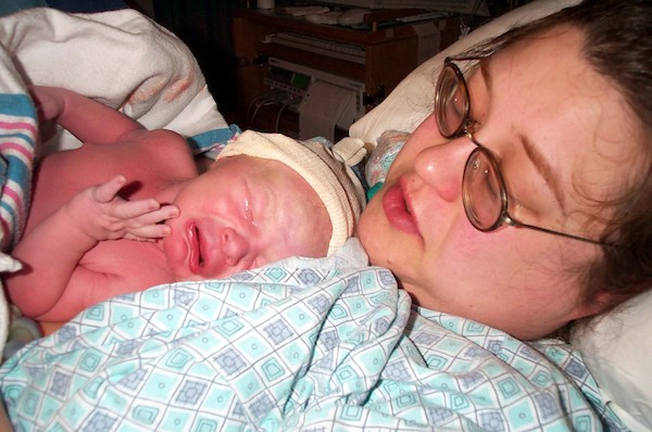 First cuddle (3-1-03 6:06AM)