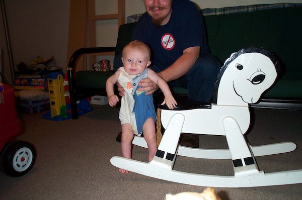 Tim next to Rocking Horse (8-4-2003 4:52PM)