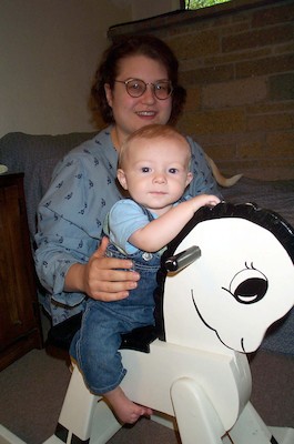 Tim on rocking horse (9-1-2003 11:23AM)