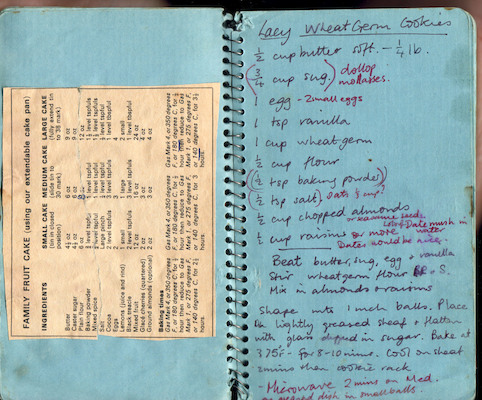 Fruit Cake; Lacy Wheatgerm Cookies