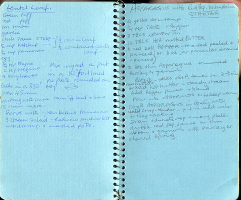 Lentil Loaf; Asparagus with red pepper hollandaise