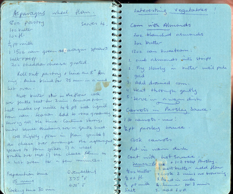 Asparagus Wheel Flan (serves 4); Interesting Vegetables!; Carrots in parsley sauce