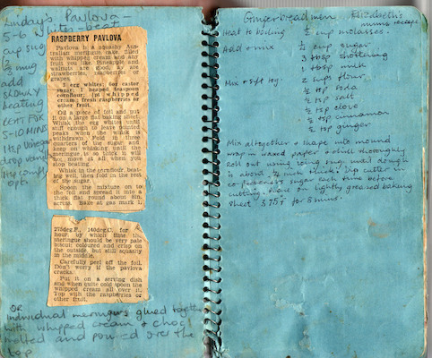 Linday's Raspberry Pavlova; Gingerbread Men (Elizabeth's mum's recipe)