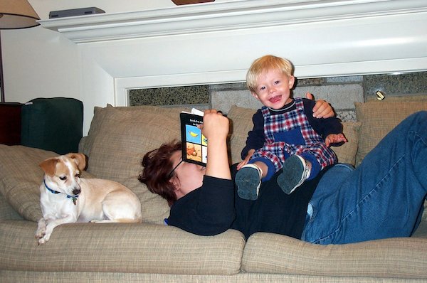 Tim on Mommy (with Emily) (10-19-2004 19:06)