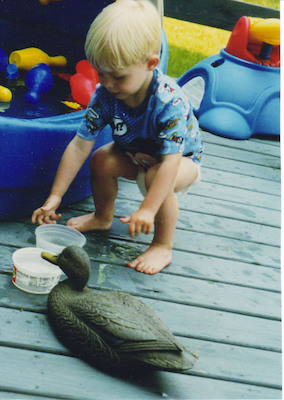 Tim giving the duck a drink (06-16-2005)