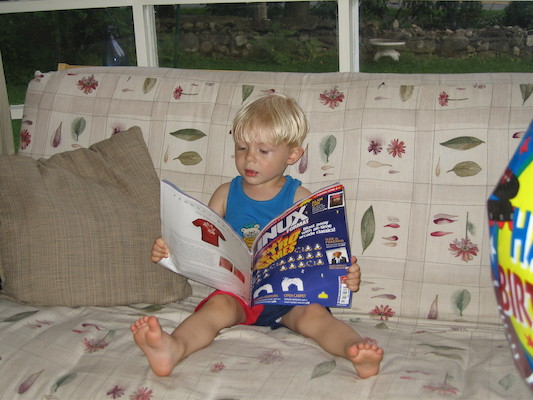 Tim reading Linux magazine (unprompted) (06-30-2005 19:53)